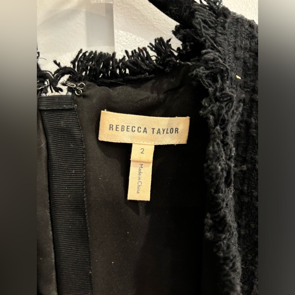 Rebecca Taylor Tweed V-Neck Dress Black Size 2 - Picture 5 of 6